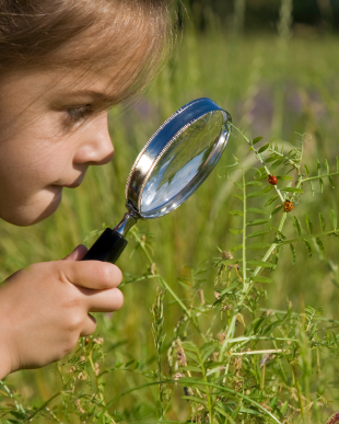 Graphic girl with mag glass