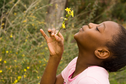 Graphic girl with flower