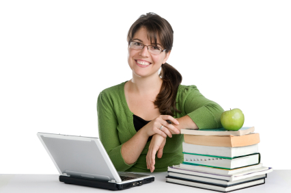 graphic teacher with books